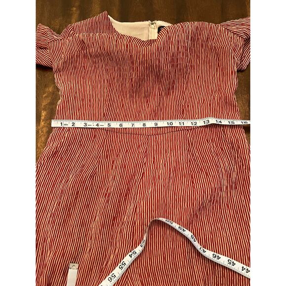 Roolee Women’s Rust Red White Striped Short Sleeve Jumpsuit Medium - Picture 10 of 14